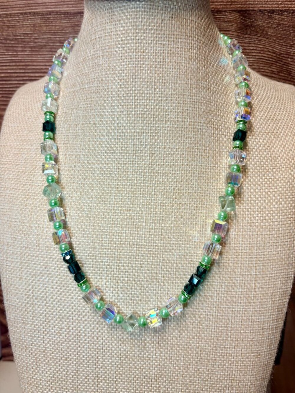 Artisan Necklace: "I Mint to do That" Swarovski & Vintage Crystal